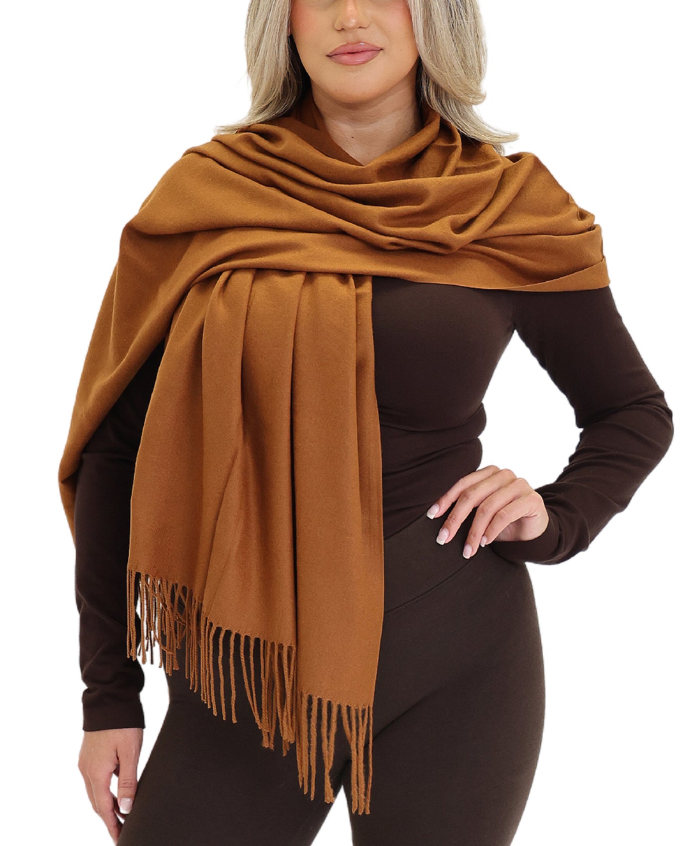 Solid Scarf/Shawl w/ Fringe view 1