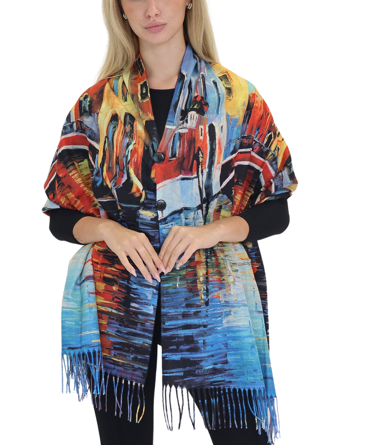 Reversible Printed Poncho/Shawl view 1