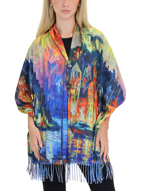 Reversible Printed Poncho/Shawl view 