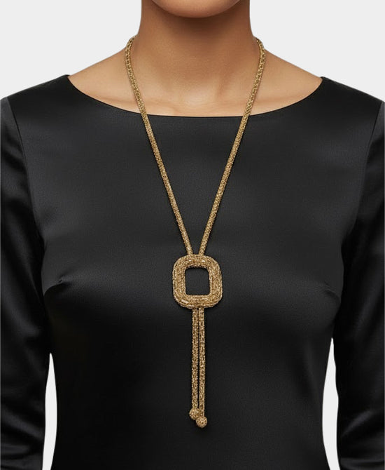 Crystal Lariat Oval Necklace view 