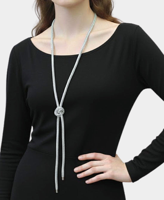 Long Crystal Tie Necklace view 