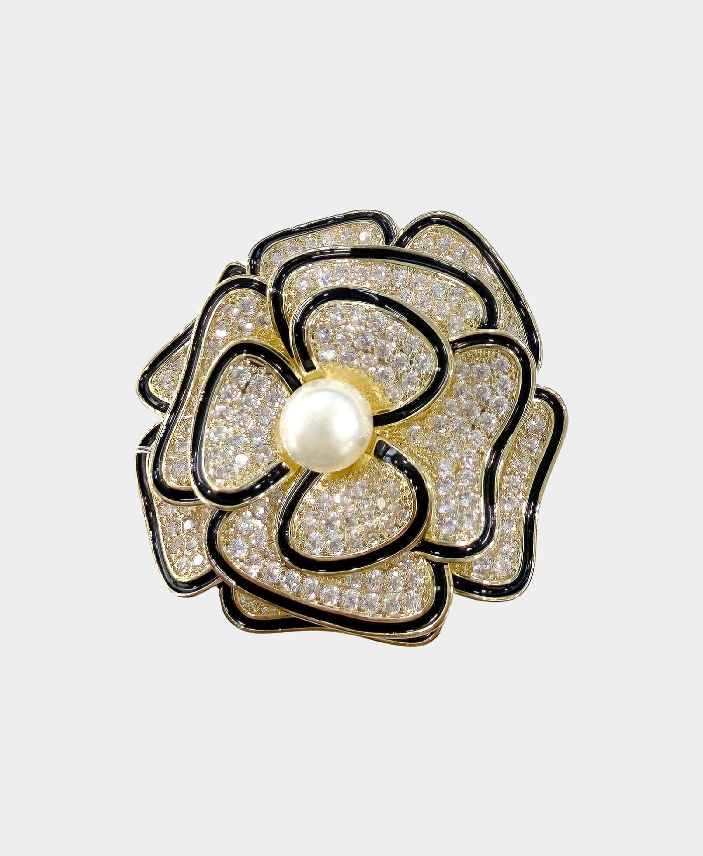 Crystal Rose Brooch w/ Pearl view 1
