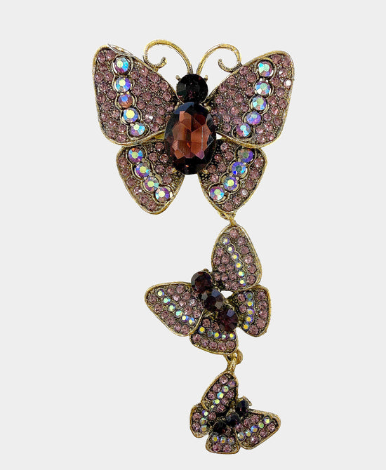 Crystal Butterfly Drop Brooch view 
