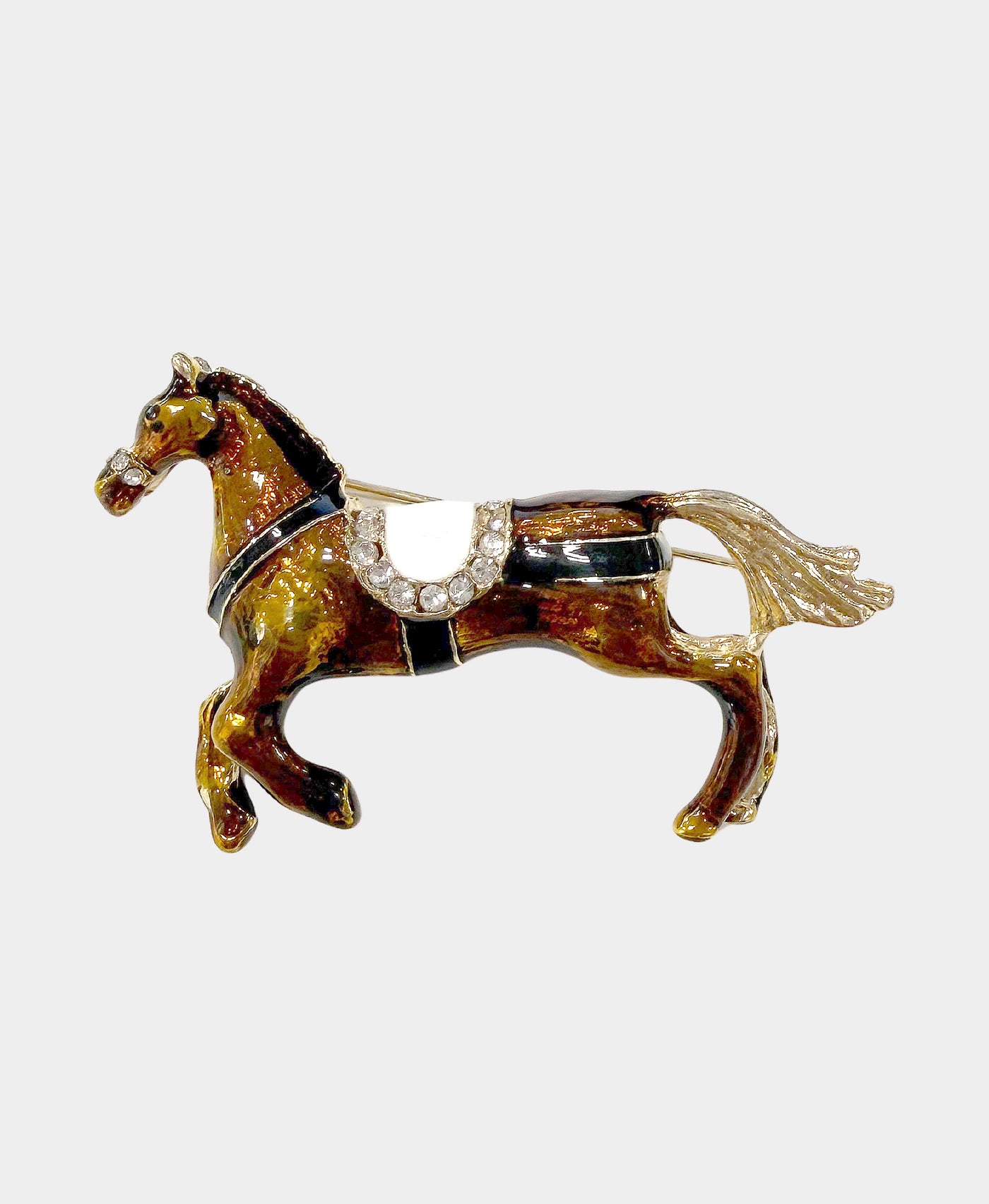 Small Horse Brooch w/ Crystals view 1