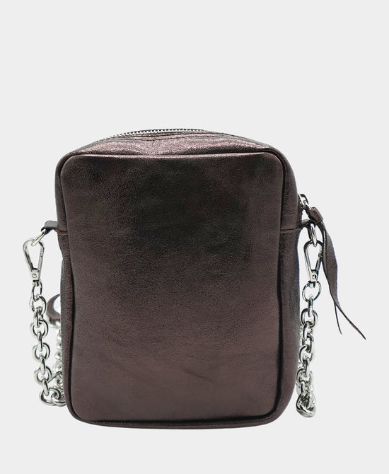 Metallic Leather Rectangle Crossbody Bag view 