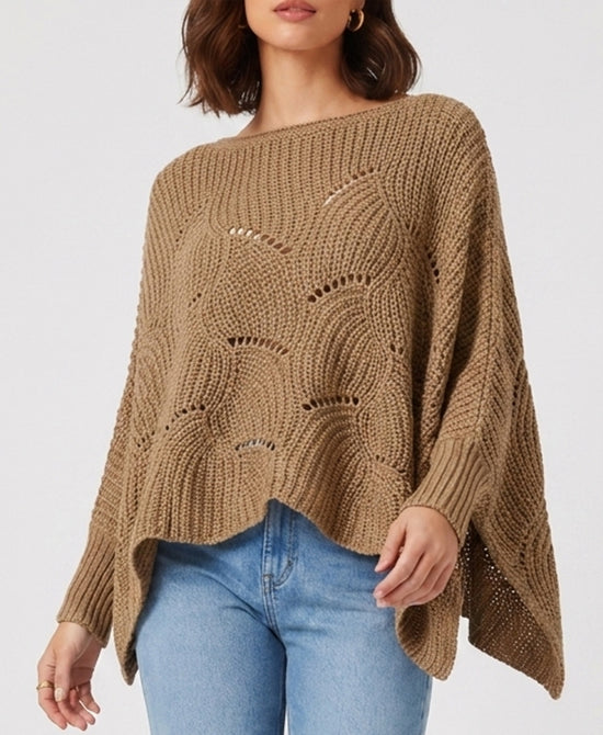
Knit Poncho in TAN view 1