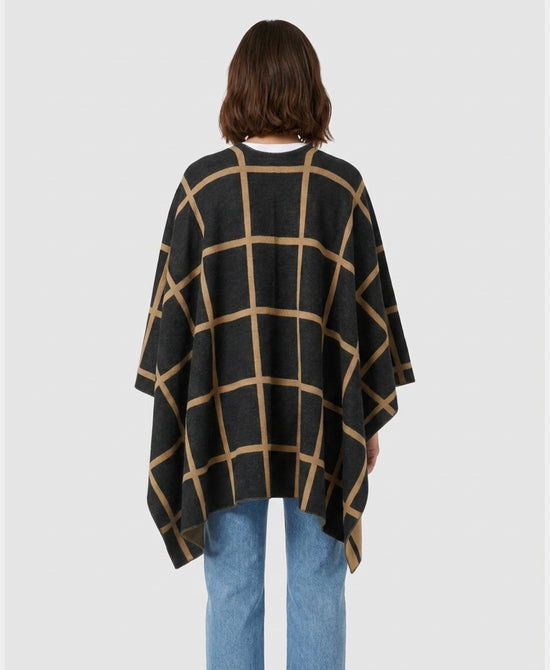 
Window Pane Reversible Cape in BLACK/CAMEL view 2