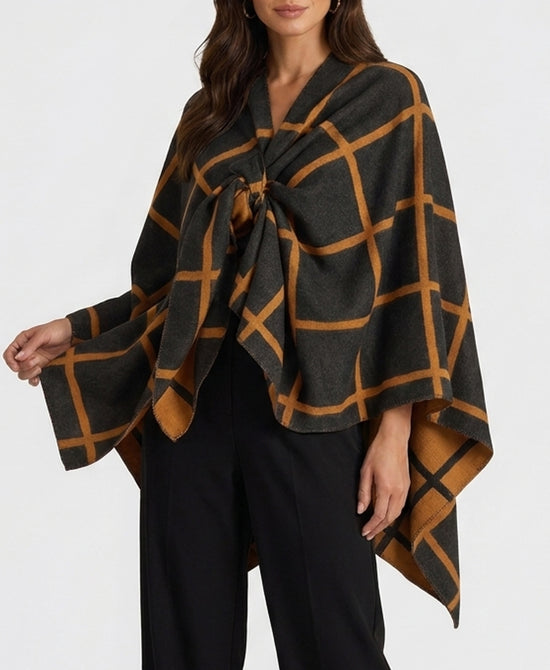 
Reversible Pull Thru Shawl in RUST/BLACK view 2