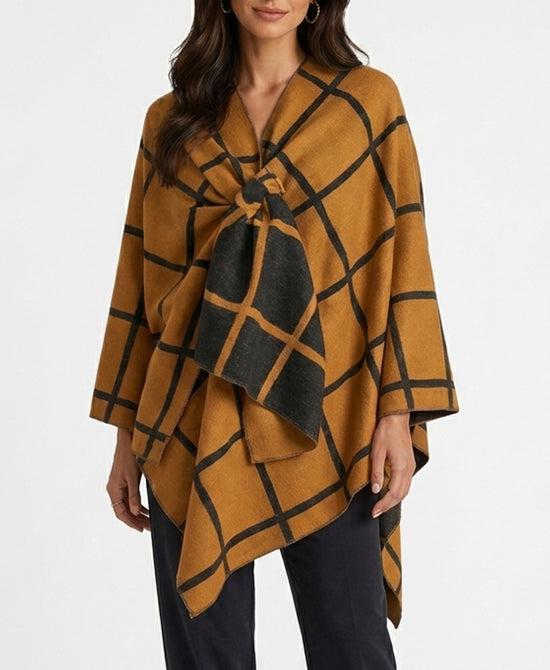 
Reversible Pull Thru Shawl in RUST/BLACK view 1