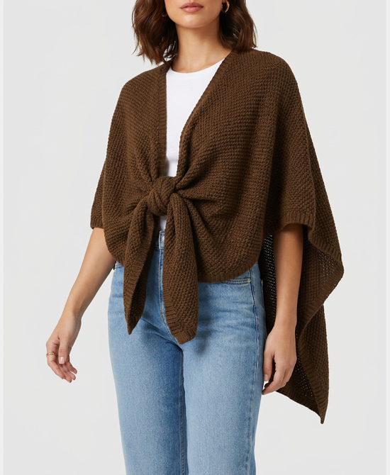 
Waffle Knit Cape in BROWN view 1