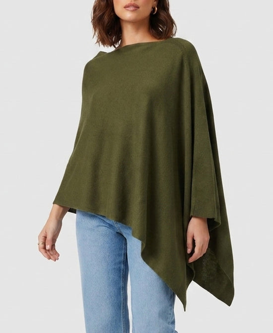 
Knit Poncho in OLIVE view 1