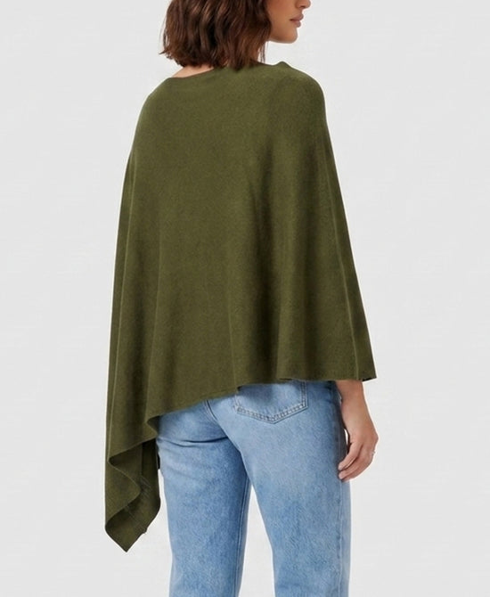 
Knit Poncho in OLIVE view 2