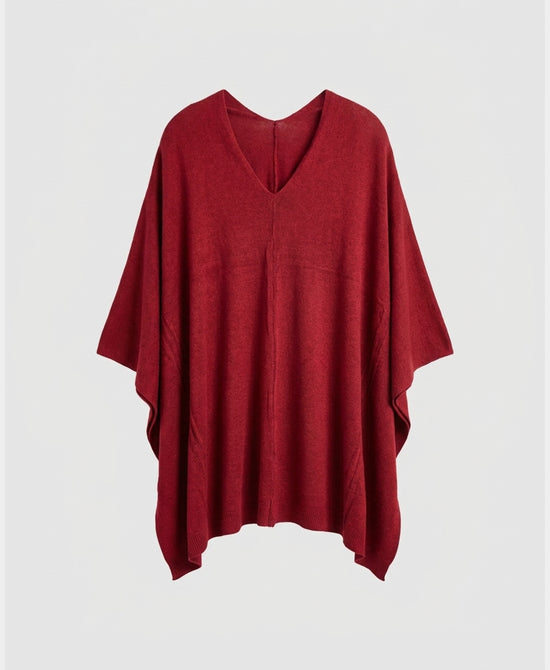 
Knit Poncho in BURGUNDY view 2
