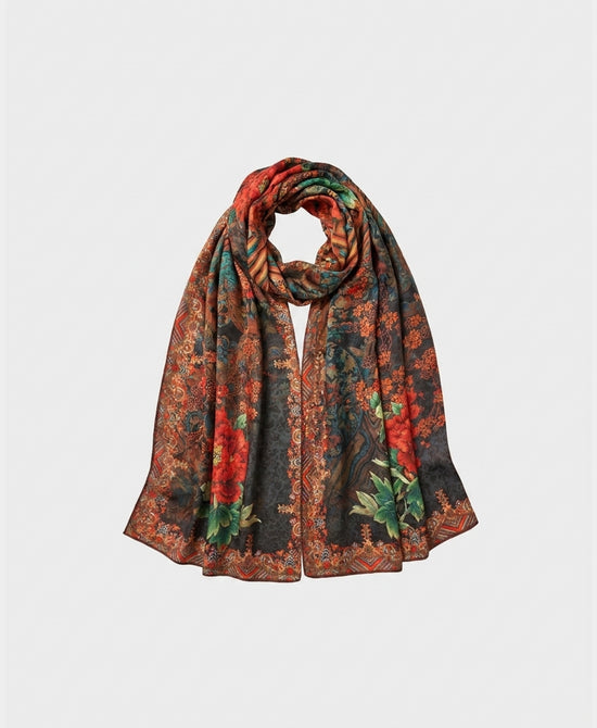
Floral Print Shawl in BROWN MULTI view 2