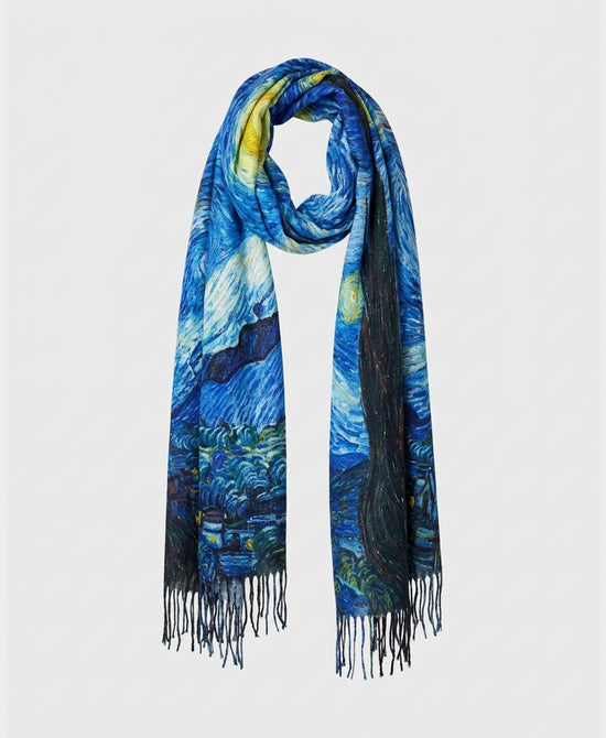 
Art Inspired Shawl w/ Fringe in BLUE MULTI view 2