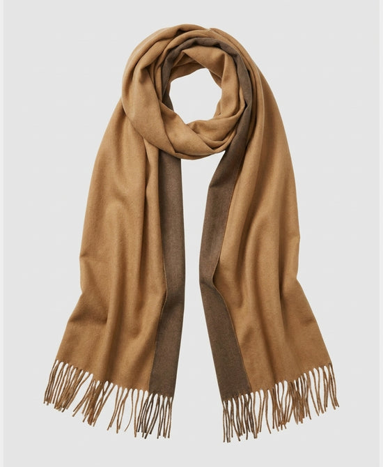 
Reversible Shawl w/ Fringe in TAN view 2