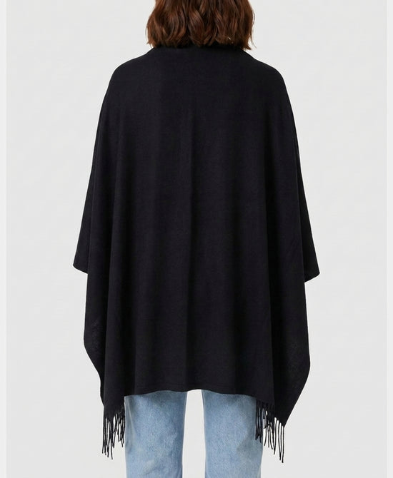 
Jeweled Button Shawl w/ Fringe in BLACK view 2