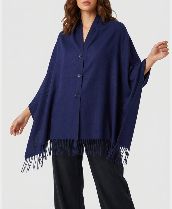 
Jeweled Button Shawl in NAVY view 1