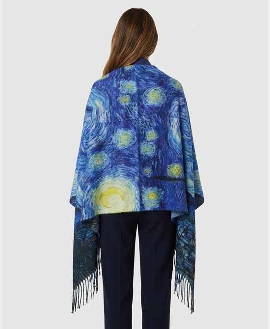 
Art Inspired Shawl w/ Fringe in BLUE MULTI view 2