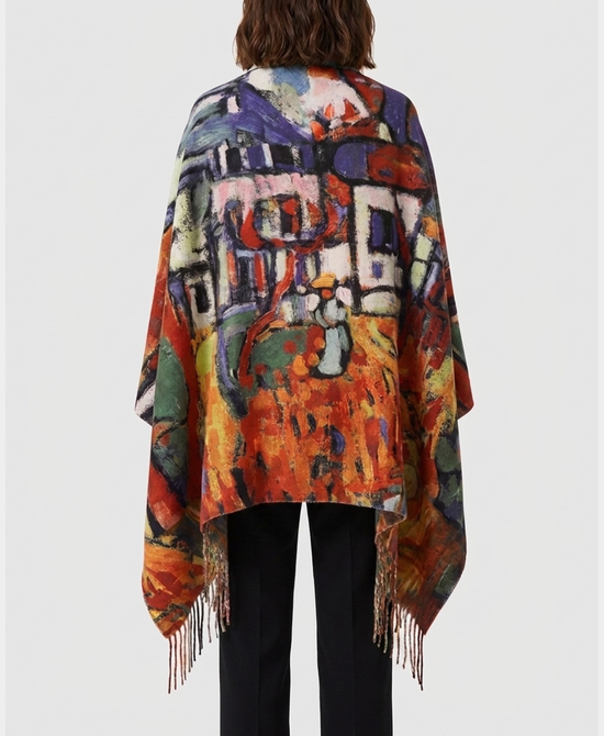 
Art Inspired Shawl w/ Fringe in MULTI view 2