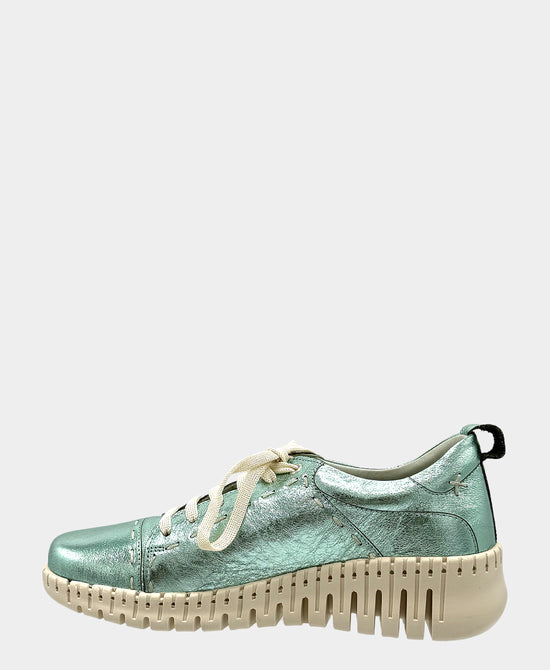 
Leather Metallic Sneaker in TEAL view 2
