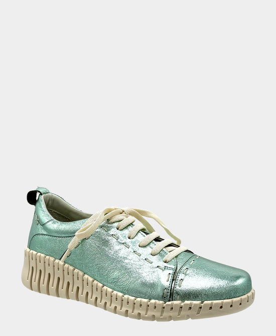 
Leather Metallic Sneaker in TEAL view 1
