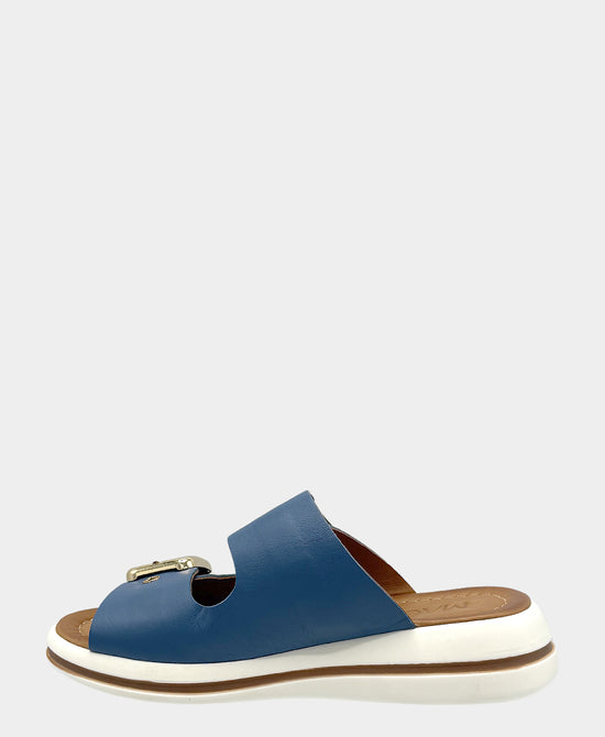 
Leather Double Buckle Platform Sandal in BLUE view 2