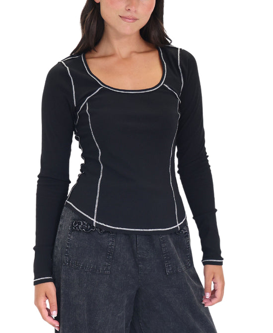 Contrast Stitch Top view 