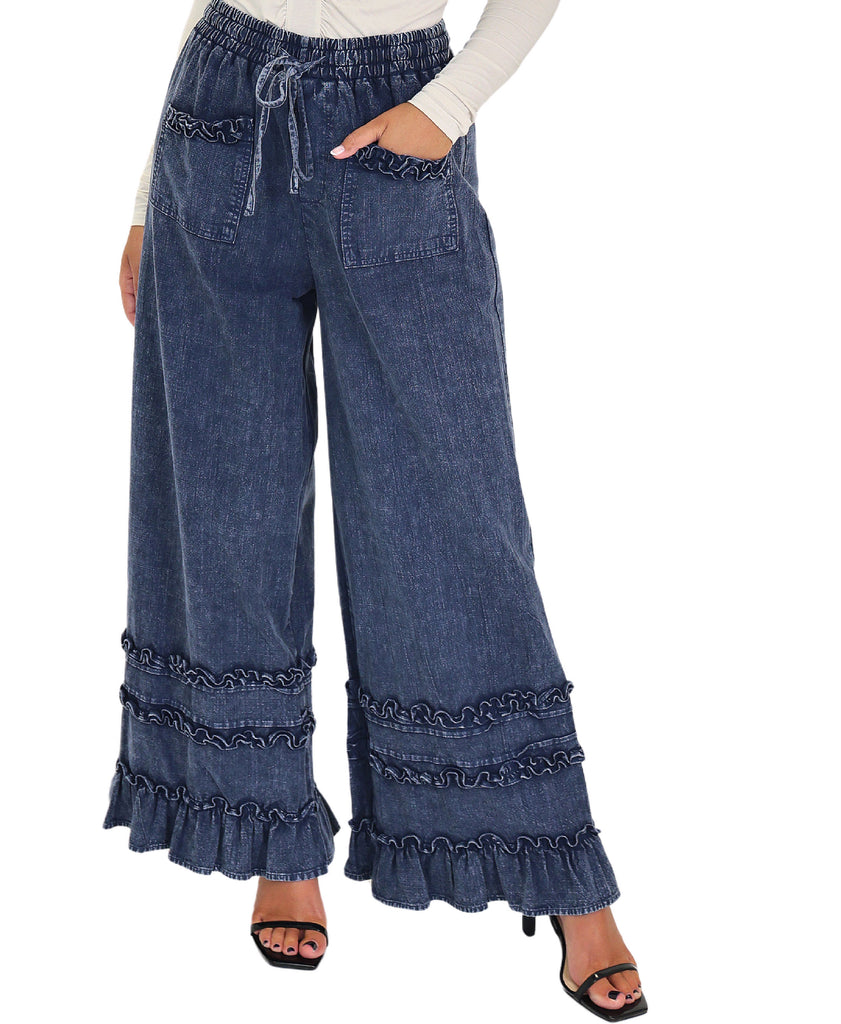 Ruffle Denim Pants – FOX'S - Online