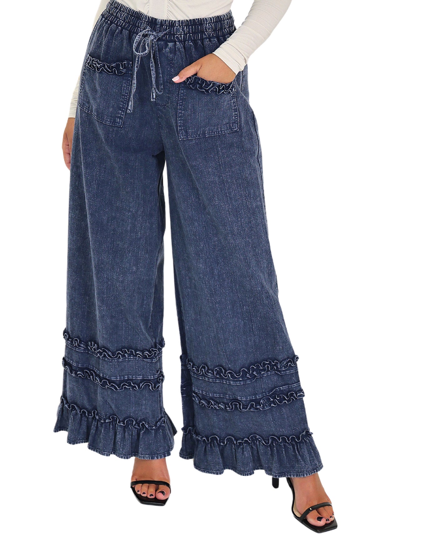 Ruffle Denim Pants view 1