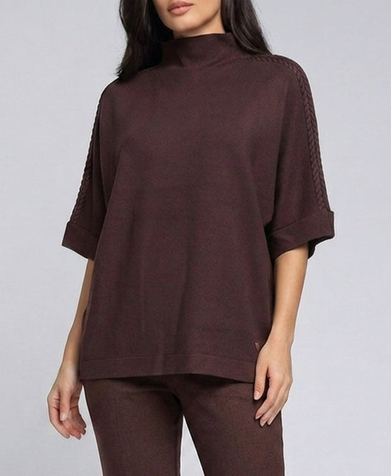 
Sweater w/ Braided Sleeve in BROWN view 1