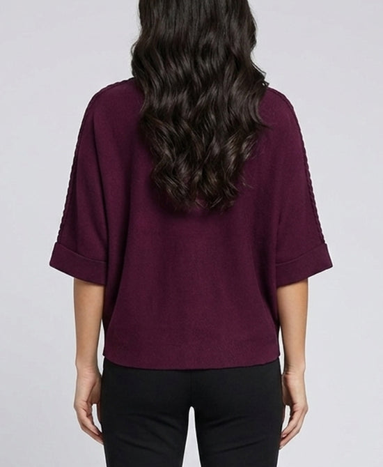 
Sweater w/ Braided Sleeve in BURGUNDY view 2