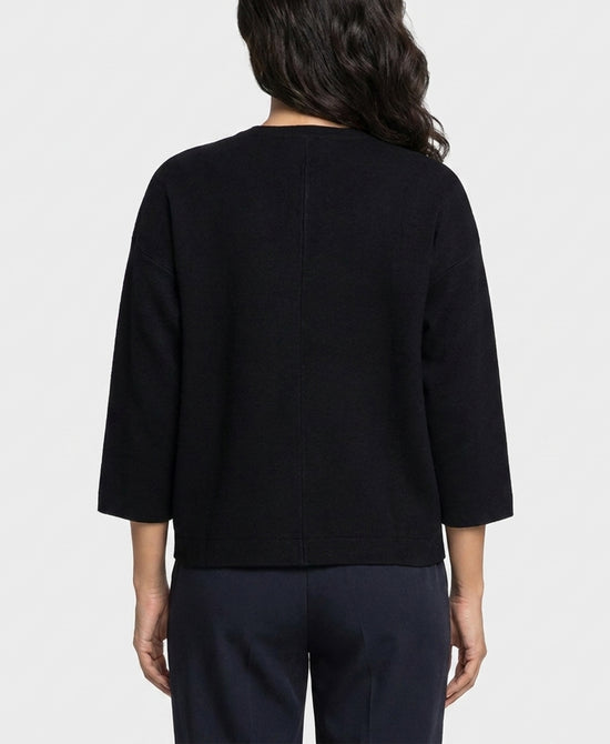 
Sweater Jacket w/ Fur Pom in BLACK view 2