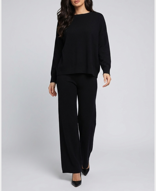 
Knit Top & Pants Set- 2 Pc Set in BLACK view 1