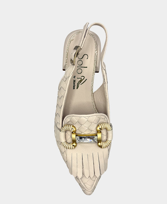 
Leather Woven Slingback Loafer in LATTE view 2