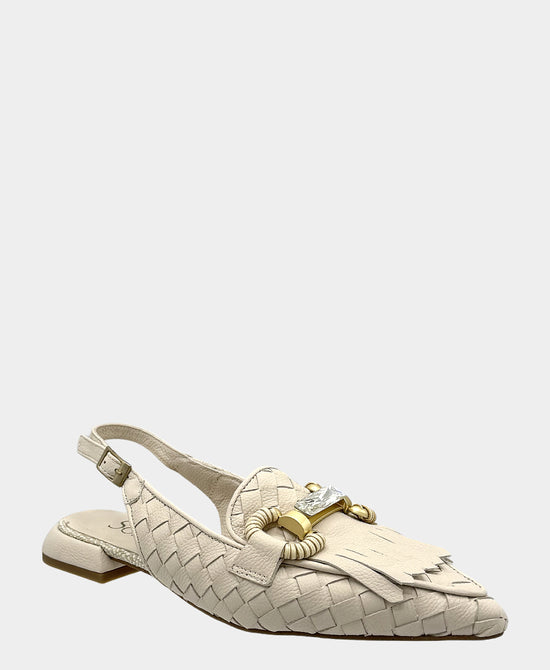 
Leather Woven Slingback Loafer in LATTE view 1