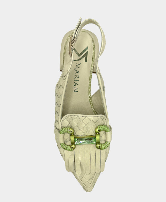 
Leather Woven Slingback Loafer in MINT view 2