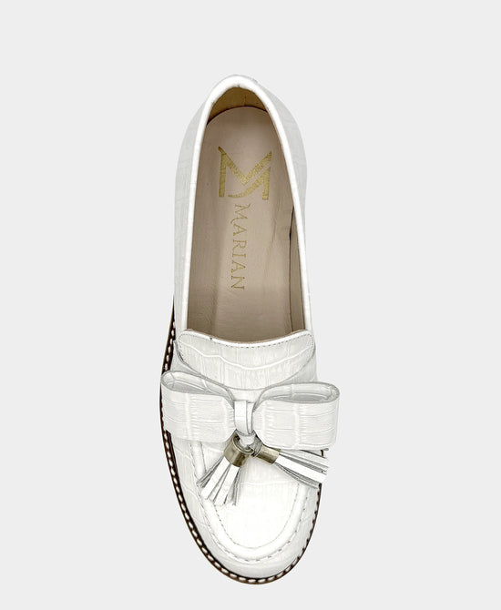 
Leather Croc Print Loafer in WHITE view 2