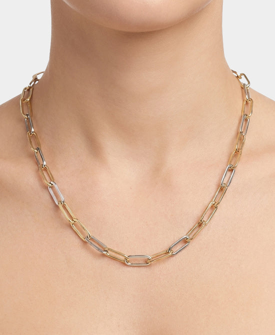 
Two Tone Paperclip Necklace in GOLD/SILVER view 1
