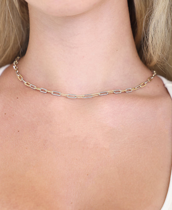 Two Tone Paperclip Chain Necklace view 