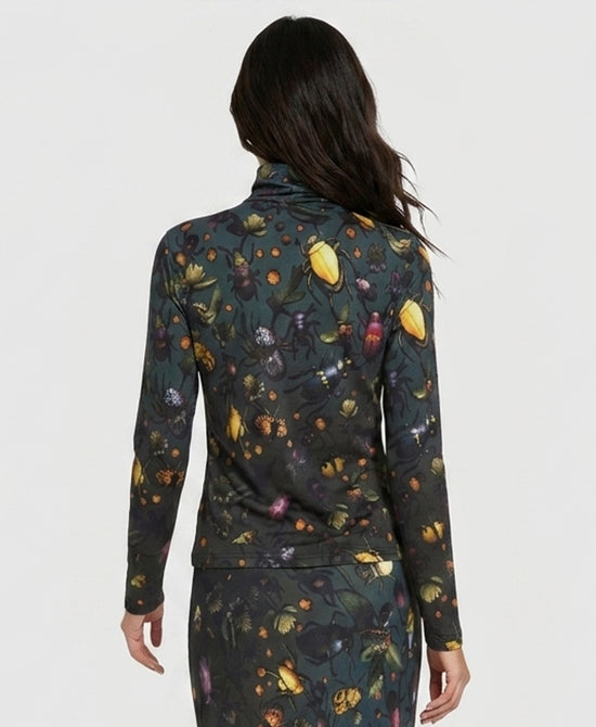 
Beetle & Floral Print Turtleneck in TEAL MULTI view 2