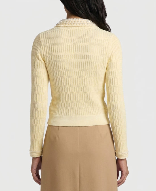 
Knit Cardigan w/ Pearls in IVORY view 2