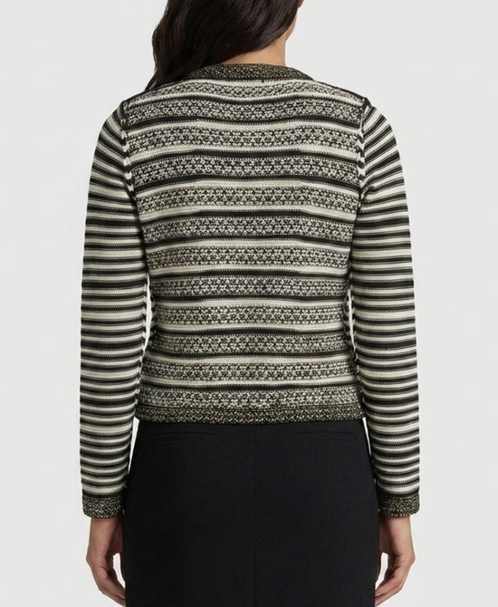 
Striped Knit Cardigan in BLACK/WHITE view 2