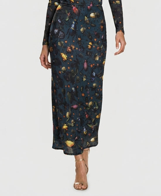 
Beetle & Floral Maxi Skirt in TEAL MULTI view 1