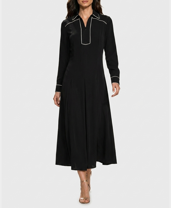 
Maxi Dress w/ Contrast Piping in BLACK/WHITE view 1