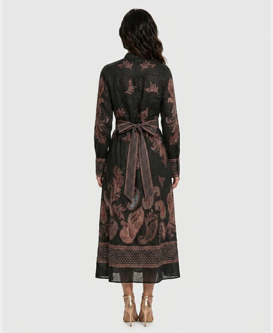 
Paisley Print Maxi Dress in BLACK/RUST view 2