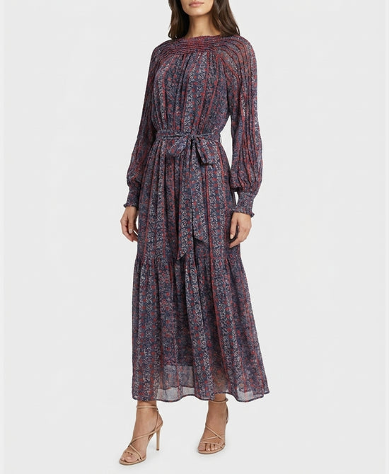 
Print Maxi Dress in NAVY/BURGUNDY view 1
