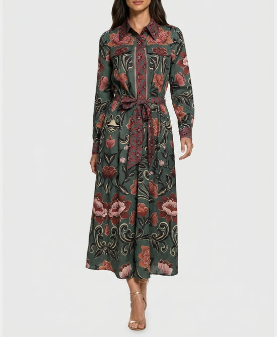 
Floral Print Maxi Dress in GREEN/BURGUNDY view 1