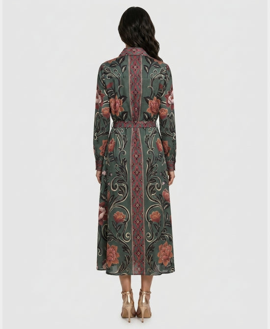 
Floral Print Maxi Dress in GREEN/BURGUNDY view 2