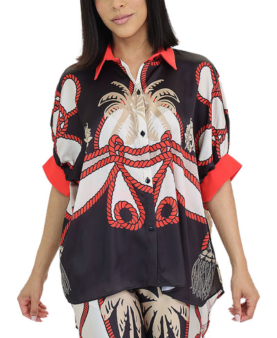 Hi-Lo Printed Blouse